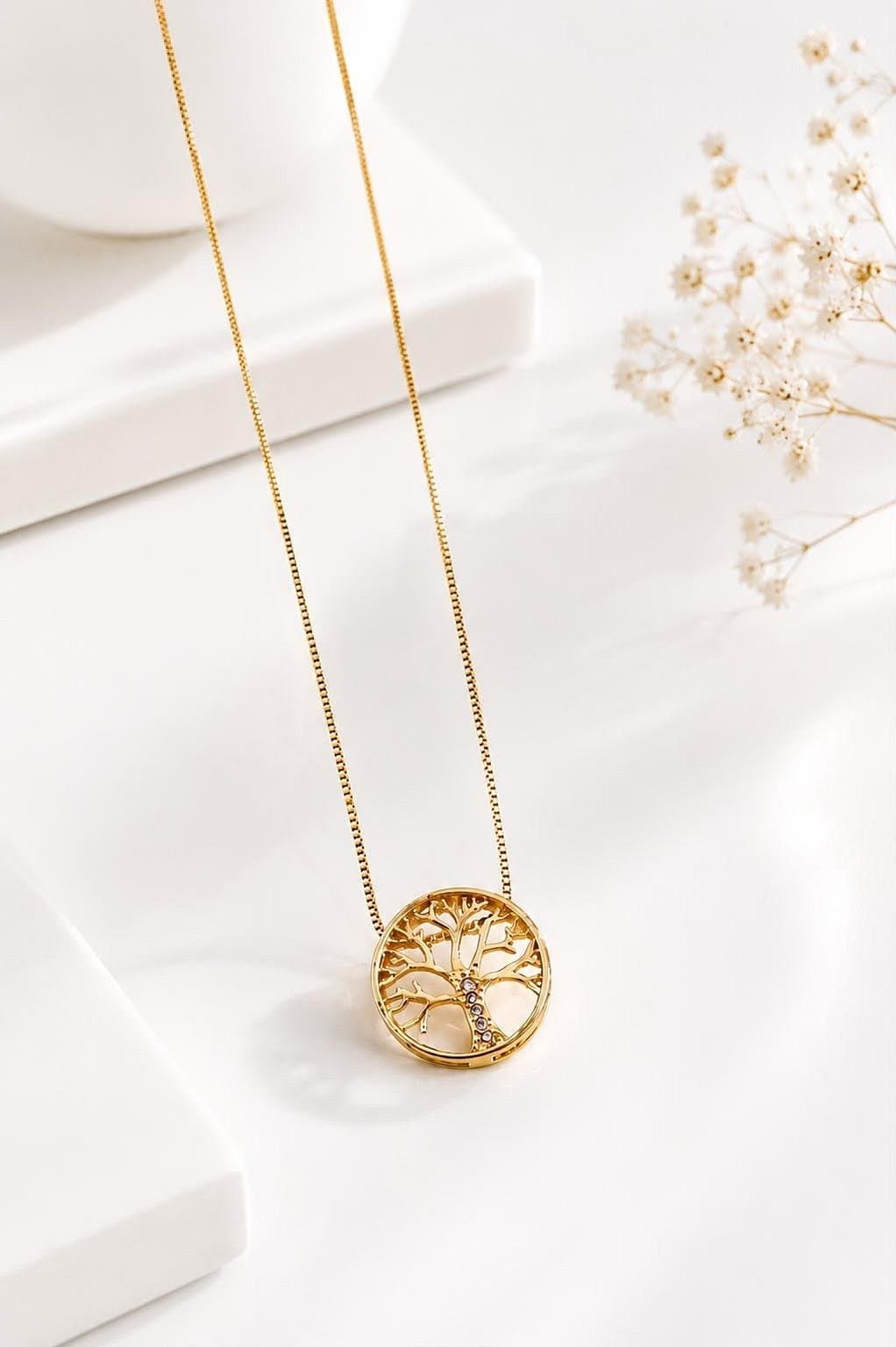 Colar Árvore da Vida Dourado com Zircônias 5