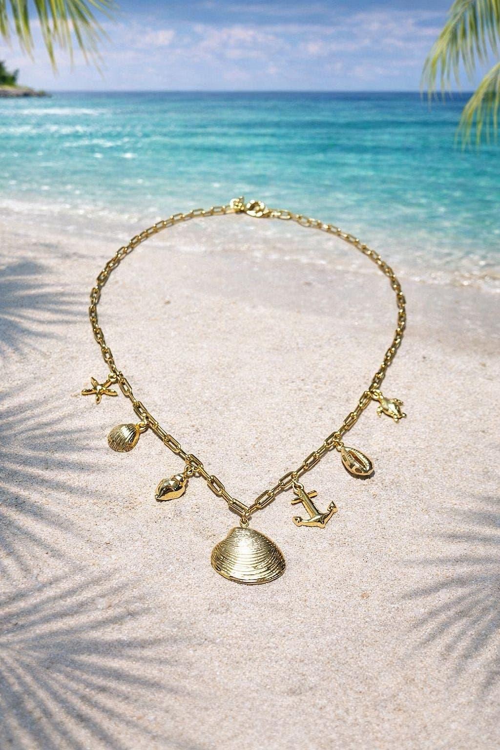 Colar Pingentes Marinho Dourado 5