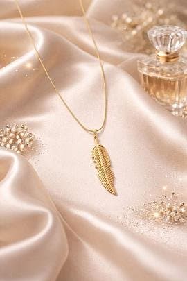 Colar Pingente Pena Dourado